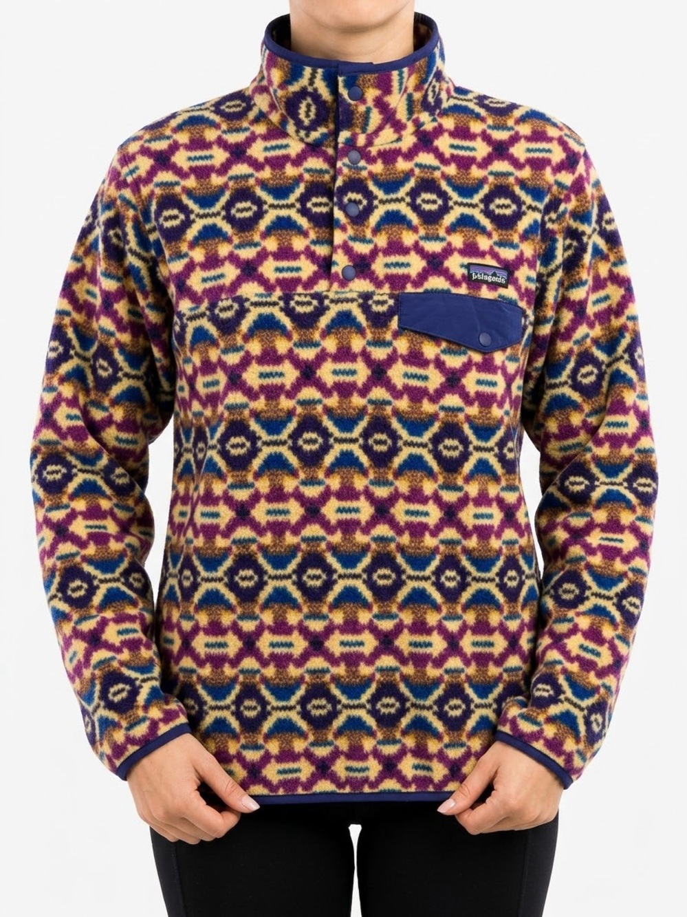 Patagonia Synchilla Snap T Fleece Womens L FA13 25580 Geometric Multicolor